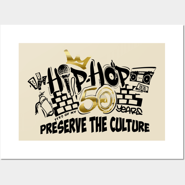 50 years of hip hop music lovers Wall Art by Ville Otila Abstract